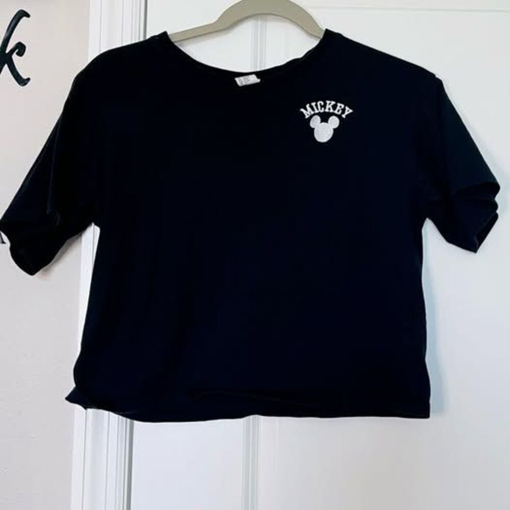 Disney Mickey Mouse H&M Short Sleeve Girls Crop Top Size 16/18